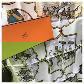 Hermès-Hermes Paris Silk Scarf Les Chevaux des Moghols 1993 De Fougerolle-Brown