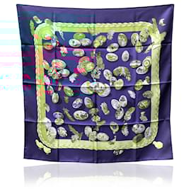 Hermès-Hermes Paris Blue Silk Scarf Couvee d’Hermes 1994 Caty Latham-Blue