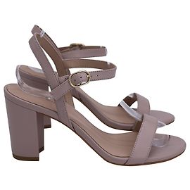 Stuart Weitzman Strappy Heels in Beige Leather Beige