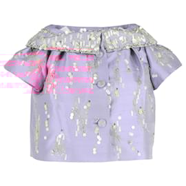 Dior-Christian Dior Embellished Cropped Bolero in Pink Silk-Pink
