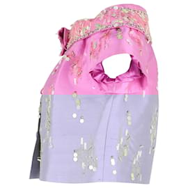 Dior-Christian Dior Embellished Cropped Bolero in Pink Silk-Pink