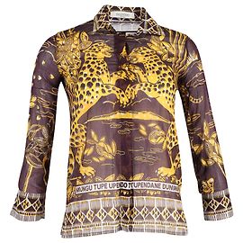 Valentino Garavani Camicia Valentino con stampa Jaguar in mussola di cotone marrone Marrone