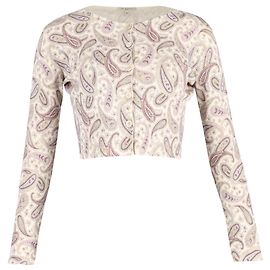 Beige Wolle Cropped Paisley Cardigan von Etro Beige