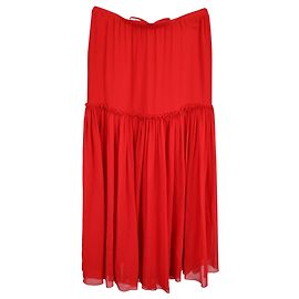 Falda midi de seda roja Giambattista Valli Roja Burdeos