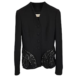 Dior-Christian Dior Tailored Embellished Jacket in Black Wool-Black