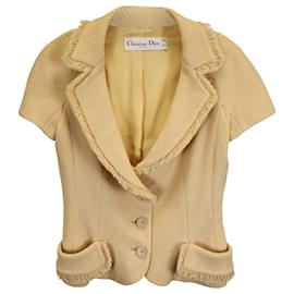 Dior-Dior Fringed Edge Detail Jacket in Yellow Wool -Yellow