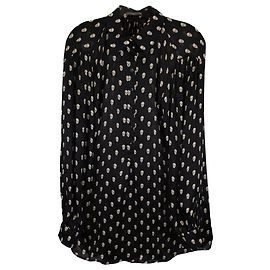 Schwarzseidenbluse mit Totenkopfprint von Alexander McQueen Andere