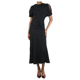 Victoria Beckham Schwarzes Crêpe-Midikleid - Größe UK 6 Schwarz