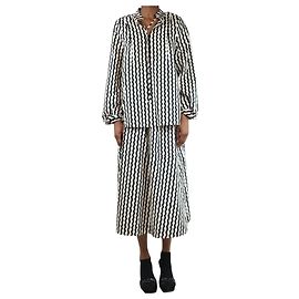 By Malene Birger Set di blusa e gonna con linee ondulate neutre - taglia UK 4 Altro