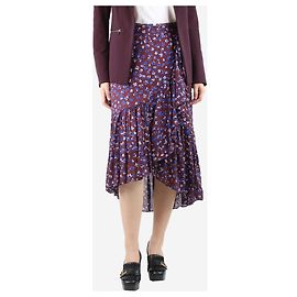 Ulla Johnson Jupe midi asymétrique imprimée florale violette - taille UK 8 Violet