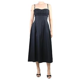 Khaite Vestido midi corset plisado negro - talla UK 8 Negro