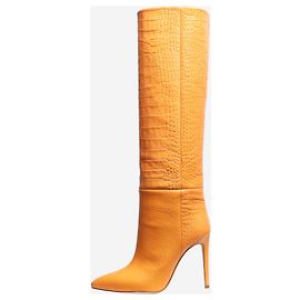 Paris Texas Orange Croc-embossed knee-high stiletto boots - size EU 37.5 Orange