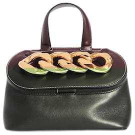 JW Anderson-Purple Small Chain Lid leather shoulder bag-Dark red