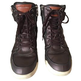 Dolce & Gabbana Brown Leather Boots Size 44 Brown