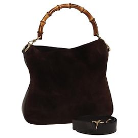 Sac à main en daim GUCCI Bamboo 2way Marron 001 2404 1638 Auth 78789 Marron