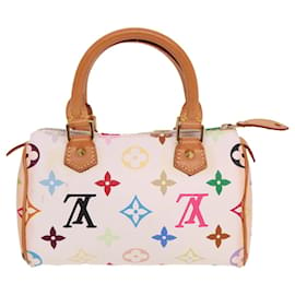 Louis Vuitton-LOUIS VUITTON Sac Mini Speedy Monogram Multicolore Blanc M92645 LV Auth 77566-Noir