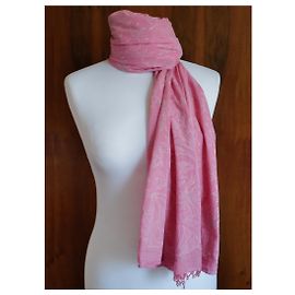 Autre Marque Sciarpa di seta rosa con fiori e strass Rosa