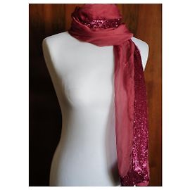 Autre Marque Jaliero Sarti Silk and Maroon Sequins Foulard Red