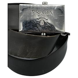 Prada Cinto com fivela de couro Preto