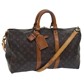 Louis Vuitton-LOUIS VUITTON Monogram Keepall Bandouliere 45 Bolsa Boston M41418 LV Auth 78187-Monograma