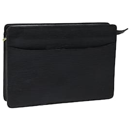 Louis Vuitton-LOUIS VUITTON Epi Pochette Homme Clutch Bag Black Noir M52522 LV Auth 77981-Black