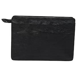 Louis Vuitton-LOUIS VUITTON Epi Pochette Homme Clutch Bag Black Noir M52522 LV Auth 77981-Black