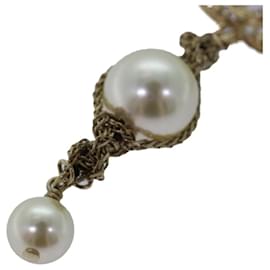 Chanel-CHANEL Pearl Necklace metal Gold CC Auth bs14625-Golden