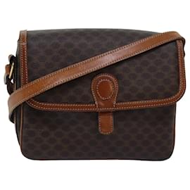 Céline-CELINE Macadam Canvas Shoulder Bag PVC Leather Brown Auth ki4579-Brown