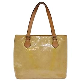 Louis Vuitton-LOUIS VUITTON Monogram Vernis Houston Bolso de Mano Beige M91004 LV Auth th5053-Beige