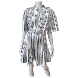 Robe mini rayée Claudie Pierlot bleue en lin Bleu
