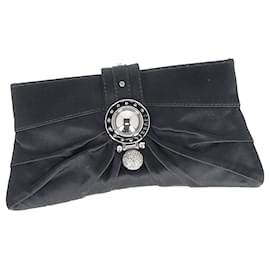 Versace-Clutch em cetim preto com embellishments de cristal Versace-Preto