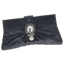 Pochette en satin noir ornée de cristaux Versace Noir