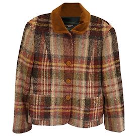Max Mara Weekend Plaid Button-Front Jacket in Brown Wool Brown