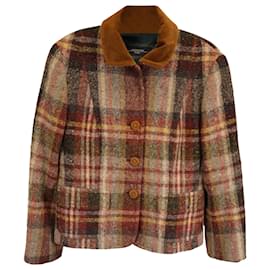 Max Mara-Max Mara Weekend Plaid Button-Front Jacket in Brown Wool-Brown