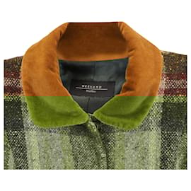 Max Mara-Max Mara Weekend Plaid Button-Front Jacket in Brown Wool-Brown