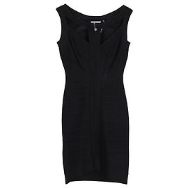 Abito mini con zip frontale Herve Leger in rayon nero Nero