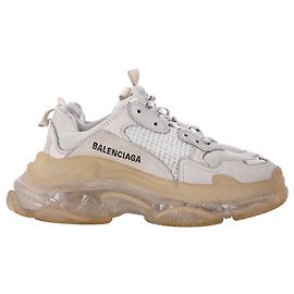 Baskets Triple S à semelle transparente Balenciaga en polyester blanc Blanc Écru
