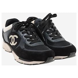 Chanel-Black leather lace up trainers - EU 41-Black