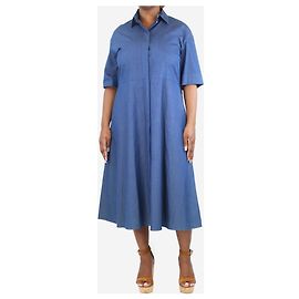 Loro Piana Blaue, taillierte Baumwoll-Midikleid - Größe UK 12 Blau