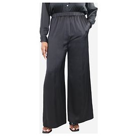 Forte Forte Schwarze Seidenhose mit weitem Bein - Größe UK 12 Schwarz