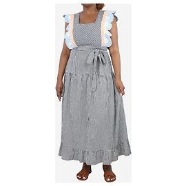 Stella Nova Black gingham wrap-around midi dress - size UK 12 Black