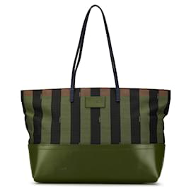 Fendi-Fendi Brown Medium Pequin Canvas Roll Tote-Brown,Other