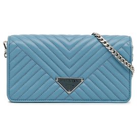 Cartera Prada Blue Mini Impunture Diagramme con cadena Azul Azul claro