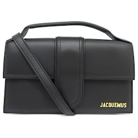 Jacquemus-NINE JACQUEMUS LE GRAND BAMBINO 213BA007 BLACK LEATHER HANDBAG PURSE-Black