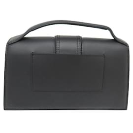 Jacquemus-NINE JACQUEMUS LE GRAND BAMBINO 213BA007 BLACK LEATHER HANDBAG PURSE-Black