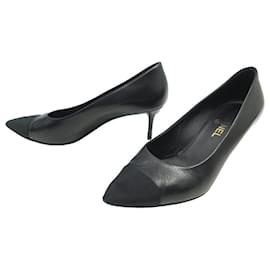 Chanel-CHANEL SHOES G31984 40 BLACK LEATHER PUMPS-Black