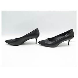 Chanel-CHANEL SHOES G31984 40 BLACK LEATHER PUMPS-Black