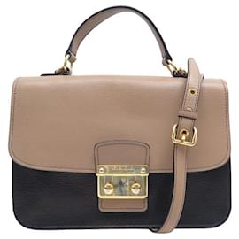 Miu Miu-MIU MIU CONFIDENTIAL ZWEIFARBIGE LEDER HANDTASCHE-Andere