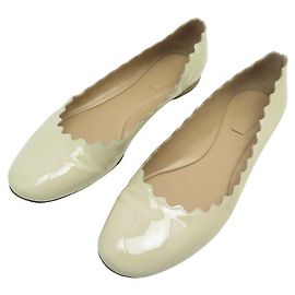 Chloé SAPATOS CHLOE BALLERINAS LAUREN 40.5 COURO LACADO BEGE Bege