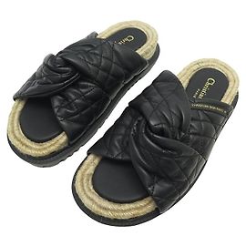 NEUN DIOR ESPADRILLES CANNAGE MD0122 37.5 SCHWARZLEDER + TASCHE Schwarz